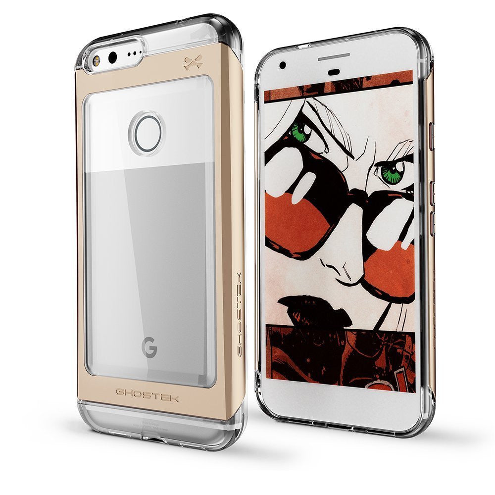 Google Pixel Case, Ghostek® Cloak 2.0 Gold w/ Explosion-Proof Screen Protector | Aluminum Frame (Color in image: Gold)