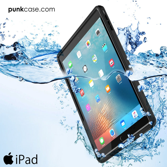 Punkcase iPad Pro 9.7 Case [CRYSTAL Series], Waterproof, Ultra-Thin Cover [Shockproof] [Dustproof] with Built-in Screen Protector [Black] (Color in image: Light Blue)