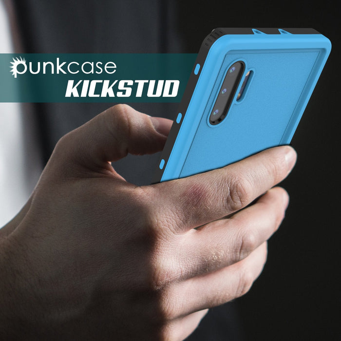PunkCase Galaxy Note 10+ Plus Waterproof Case, [KickStud Series] Armor Cover [Light-Blue] (Color in image: Red)