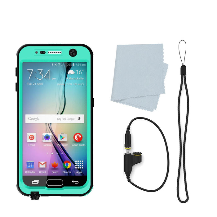 Galaxy S6 Waterproof Case PunkCase StudStar Teal Thin 6.6ft Underwater IP68 Shock/Dirt/Snow Proof (Color in image: light blue)