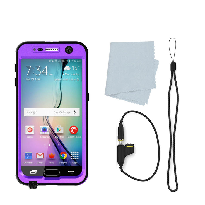 Galaxy S6 Waterproof Case PunkCase StudStar Purple Thin 6.6ft Underwater IP68 Shock/Dirt/Snow Proof (Color in image: light blue)