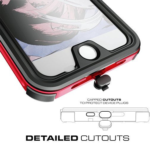 iPhone 7+ Plus Waterproof Case, Ghostek® Atomic 3.0 Red Series | Underwater | Touch-ID (Color in image: Gold)