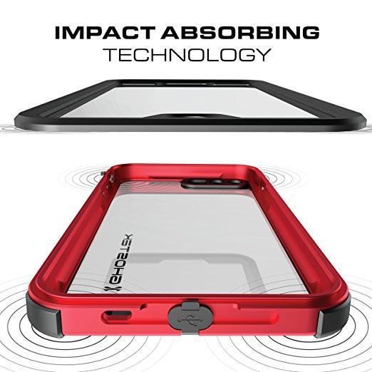 iPhone 8+ Plus Waterproof Case, Ghostek® Atomic 3.0 Black Series | Underwater | Touch-ID (Color in image: Red)