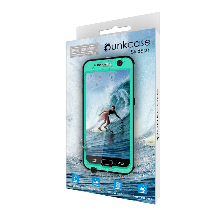 Galaxy S6 Waterproof Case PunkCase StudStar Teal Thin 6.6ft Underwater IP68 Shock/Dirt/Snow Proof (Color in image: light green)