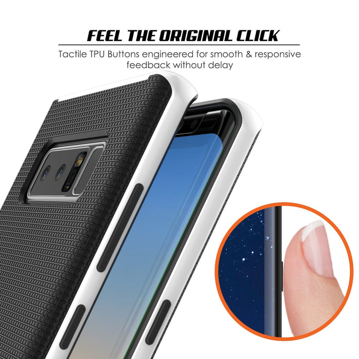 Galaxy Note 8 Case, PunkCase [Stealth Series] Hybrid 3-Piece Shockproof Dual Layer Cover [Non-Slip] [Soft TPU + PC Bumper] with PUNKSHIELD Screen Protector for Samsung Note 8 [White] (Color in image: Grey)