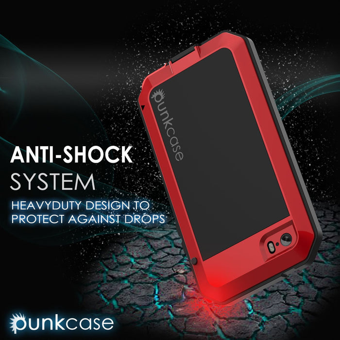 iPhone SE/5/5s Case, Punkcase® METALLIC Series RED w/ TEMPERED GLASS | Aluminum Frame (Color in image: Black)