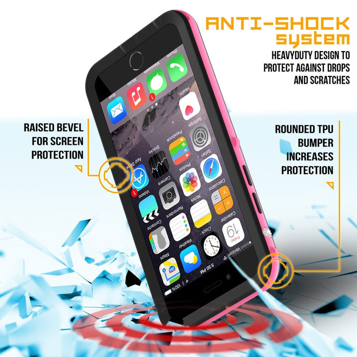 Apple iPhone 8 Waterproof Case, PUNKcase CRYSTAL 2.0 Pink W/ Attached Screen Protector  | Warranty (Color in image: Red)