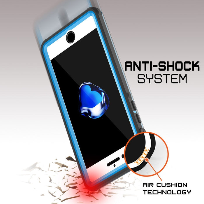 iPhone 8+ Plus Waterproof Case, PUNKcase CRYSTAL Light Blue  W/ Attached Screen Protector  | Warranty (Color in image: white)