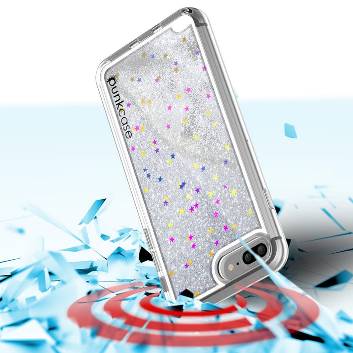 iPhone 8+ Plus Case, PunkCase LIQUID Silver Series, Protective Dual Layer Floating Glitter Cover (Color in image: green)