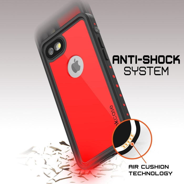 iPhone 8 Waterproof Case, Punkcase [Red] [StudStar Series] [Slim Fit] [IP68 Certified]  [Dirtproof] [Snowproof] (Color in image: pink)