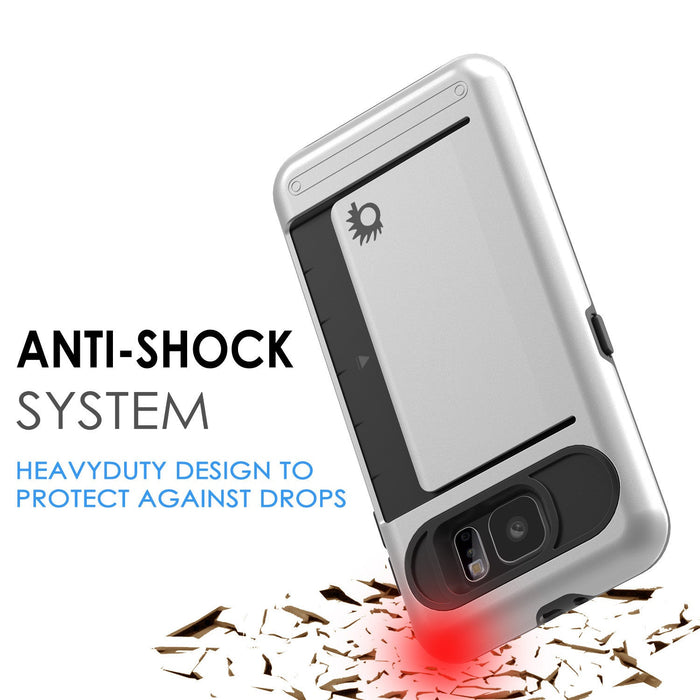 Galaxy s6 Case PunkCase CLUTCH Silver Series Slim Armor Soft Cover Case w/ Tempered Glass (Color in image: White)
