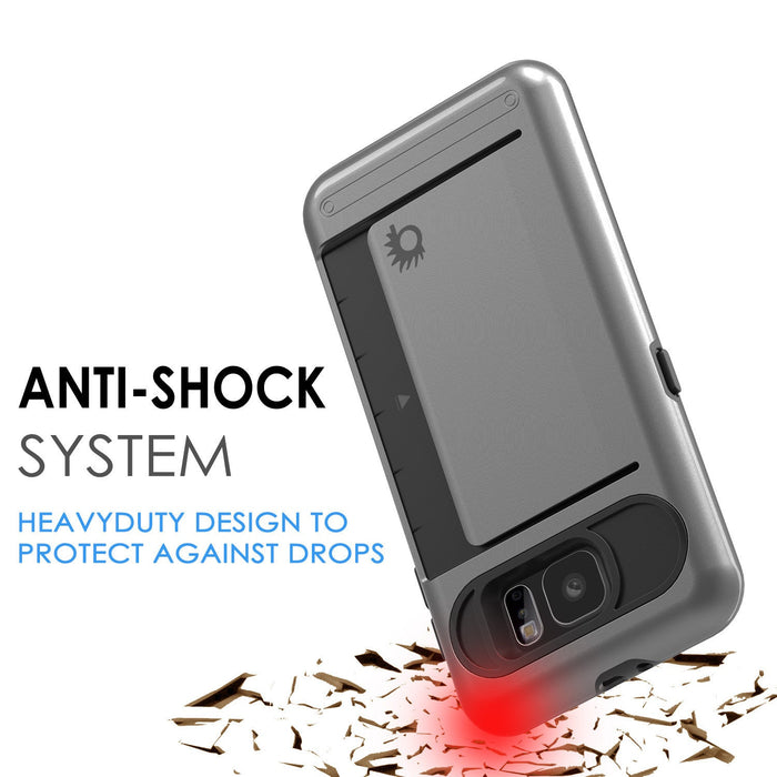 Galaxy s6 Case PunkCase CLUTCH Grey Series Slim Armor Soft Cover Case w/ Tempered Glass (Color in image: Black)