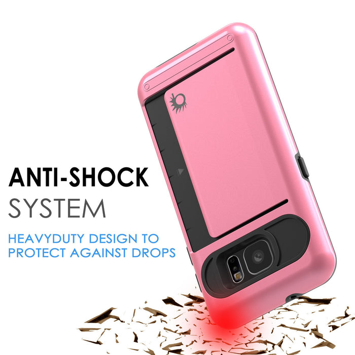 Galaxy s7 Case PunkCase CLUTCH Pink Series Slim Armor Soft Cover Case w/ Tempered Glass (Color in image: Grey)
