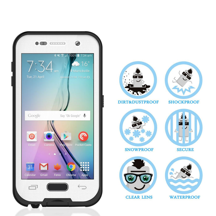 Galaxy S6 Waterproof Case, Punkcase SpikeStar White Water/Shock/Dirt/Snow Proof | Lifetime Warranty (Color in image: black)