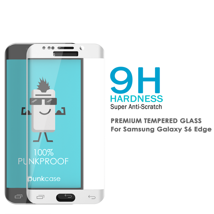 Galaxy S6 Edge White Punkcase Glass SHIELD Tempered Glass Screen Protector 0.33mm Thick 9H Glass (Color in image: Gold)
