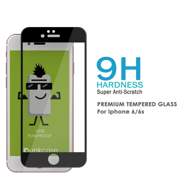iPhone 6S/6 BlackTempered Glass Screen Protector, Punkcase SHIELD  Protector 0.33mm Thick 9H (Color in image: White)