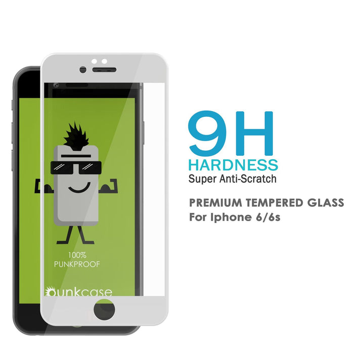 iPhone 6S/6 White Tempered Glass Screen Protector, Punkcase SHIELD  Protector 0.33mm Thick 9H (Color in image: Black)