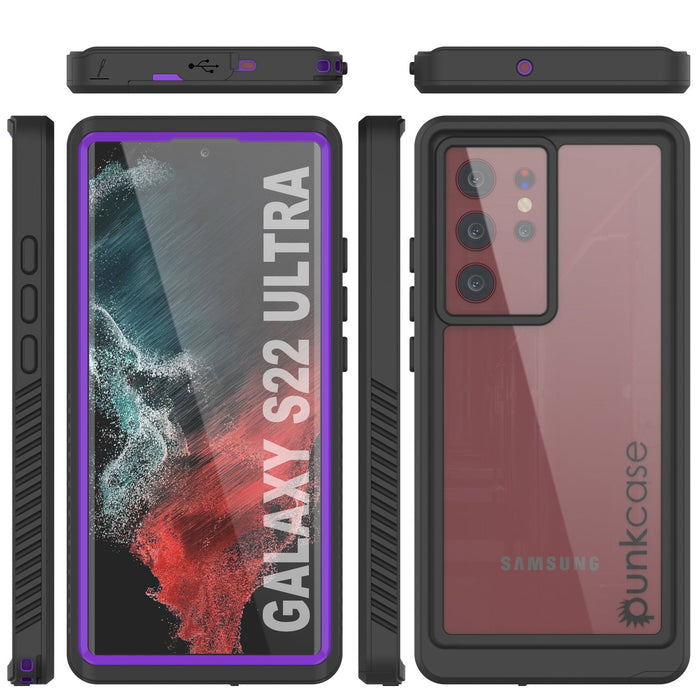 Galaxy S22 Ultra Water/ Shockproof [Extreme Series] Slim Screen Protector Case [Purple] (Color in image: Red)