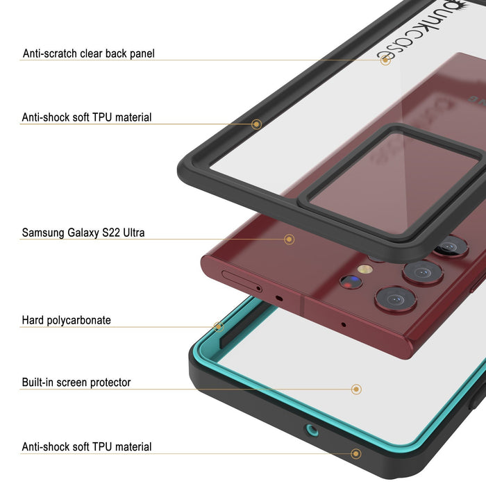 Galaxy S22 Ultra Water/ Shock/ Snowproof [Extreme Series]  Screen Protector Case [Teal] (Color in image: Purple)