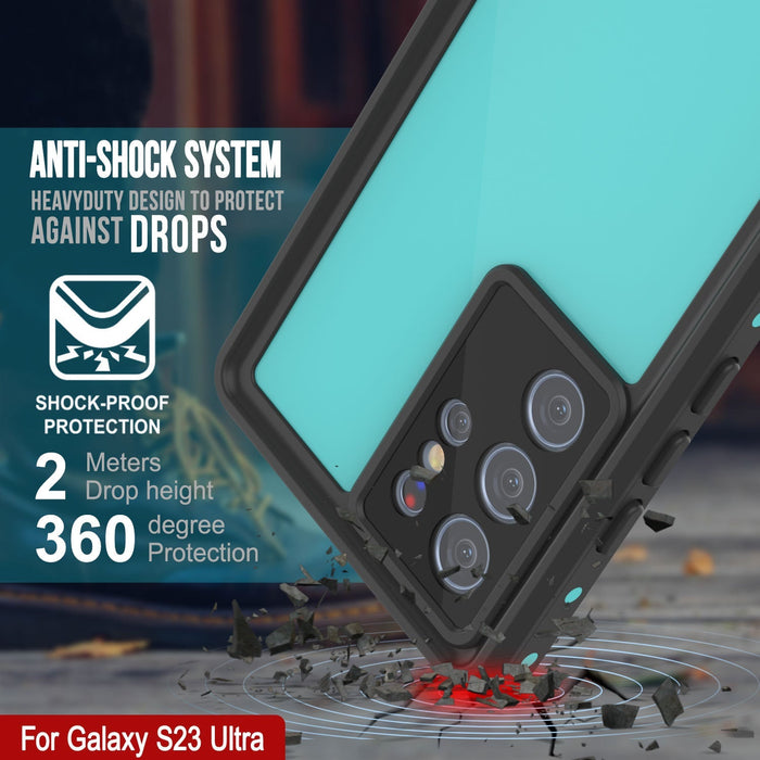Galaxy S23 Ultra Wasserdichtes Gehäuse PunkCase StudStar Teal Dünn 6.6ft Unterwasser IP68 Schock/Schneeschutz