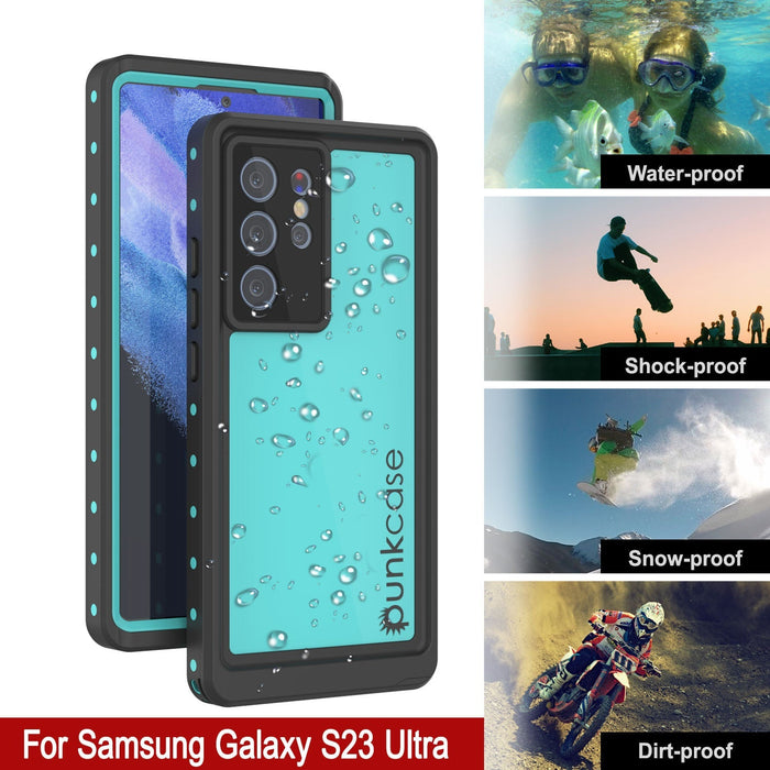 Galaxy S23 Ultra Wasserdichtes Gehäuse PunkCase StudStar Teal Dünn 6.6ft Unterwasser IP68 Schock/Schneeschutz