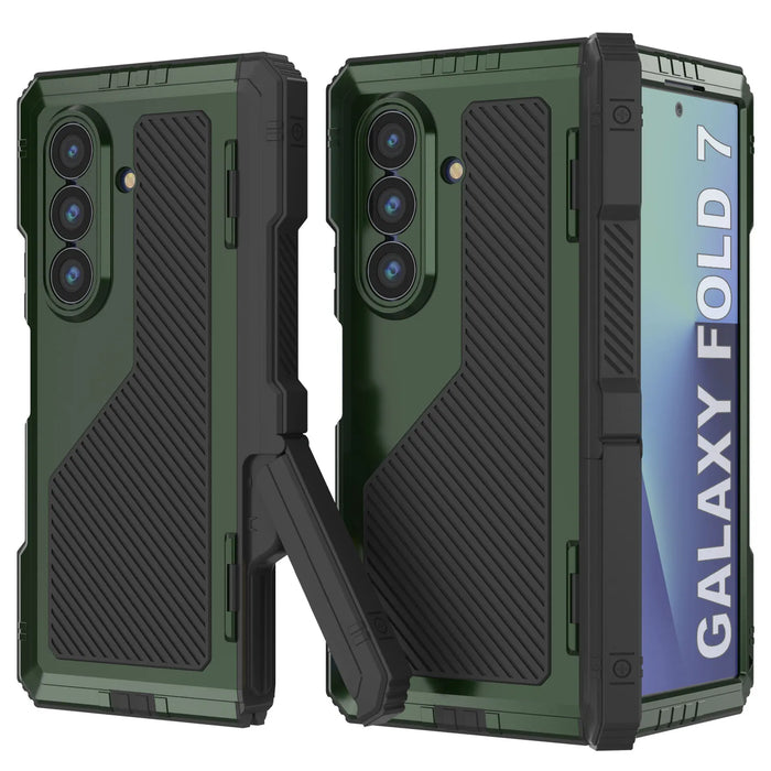 Galaxy Z Fold7 Metall Case, Heavy Duty Military Grade -Rüstungsbedeckung Ganzkörper hart [Dunkelgrün]