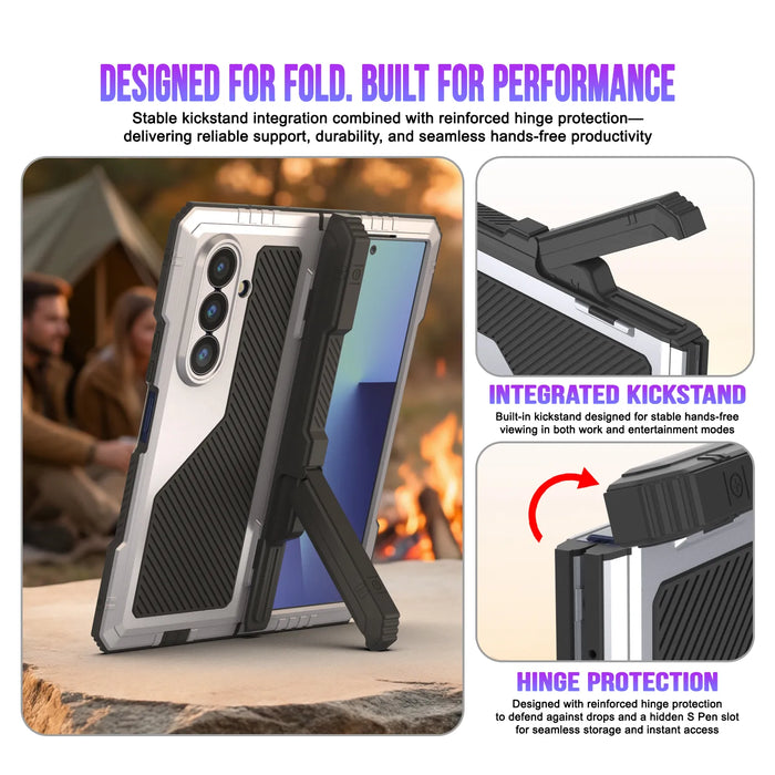 Galaxy Z Fold7 Metall Case, Heavy Duty Military Grade -Rüstungsabdeckung Ganzkörper hart [Weiß]