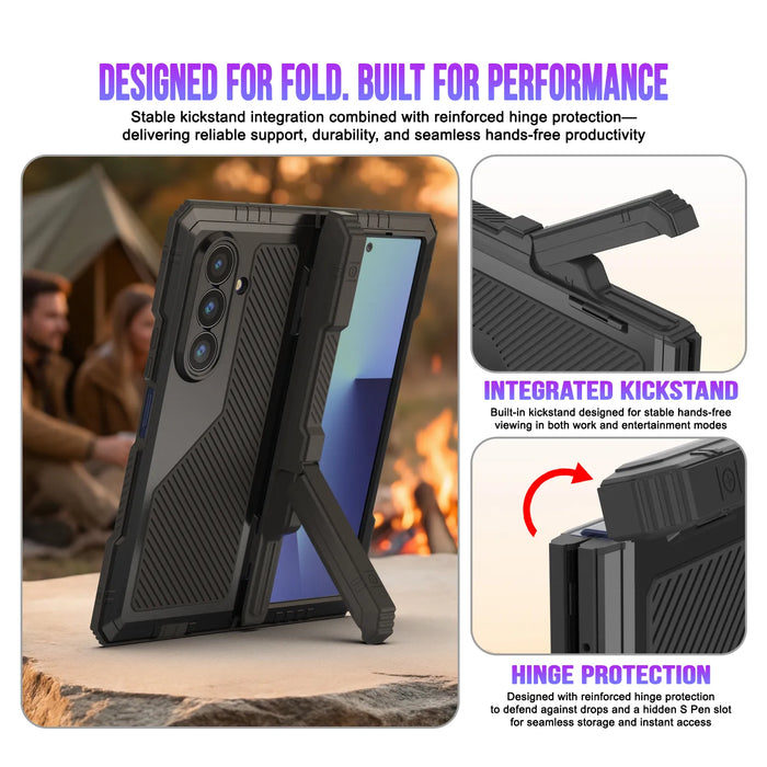Galaxy Z Fold7 Metall Case, Heavy Duty Military Grade -Rüstungsbedeckung Ganzkörper hart [Schwarz]