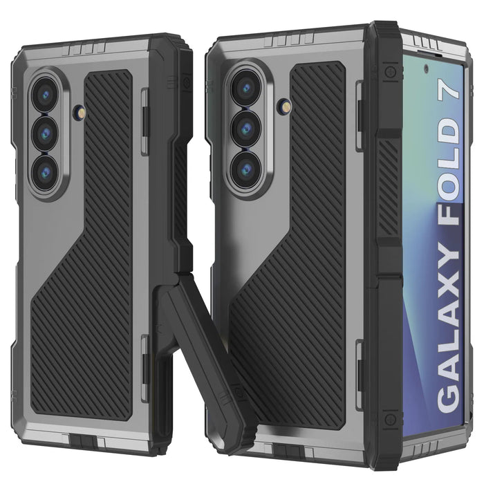 Galaxy Z Fold7 Metall Case, Heavy Duty Military Grade Rüstungsbedeckung Ganzkörper hart [Silber]