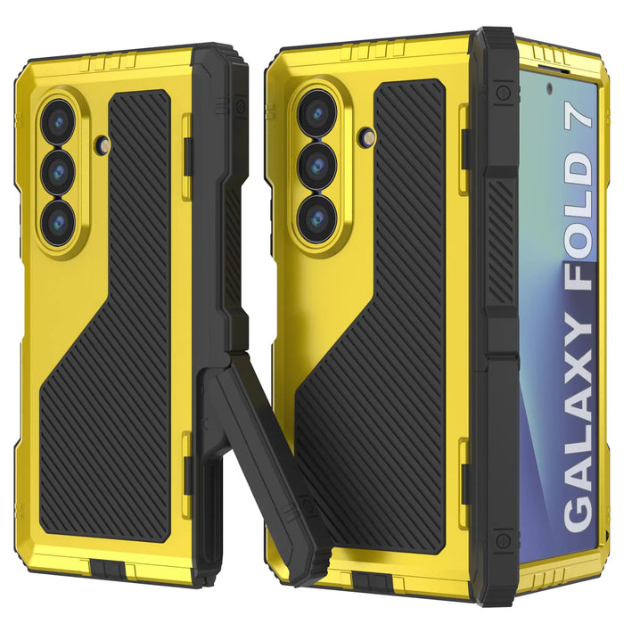 Galaxy Z Fold7 Metall Case, Heavy Duty Military Grade Rüstungsbedeckung Ganzkörper hart [Neon]