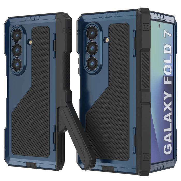 Galaxy Z Fold7 Metall Case, Heavy Duty Military Grade -Rüstungsbedeckung Ganzkörper hart [Blau]