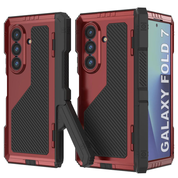 Galaxy Z Fold7 Metall Case, Heavy Duty Military Grade -Rüstungsdecke Ganzkörper hart [rot]