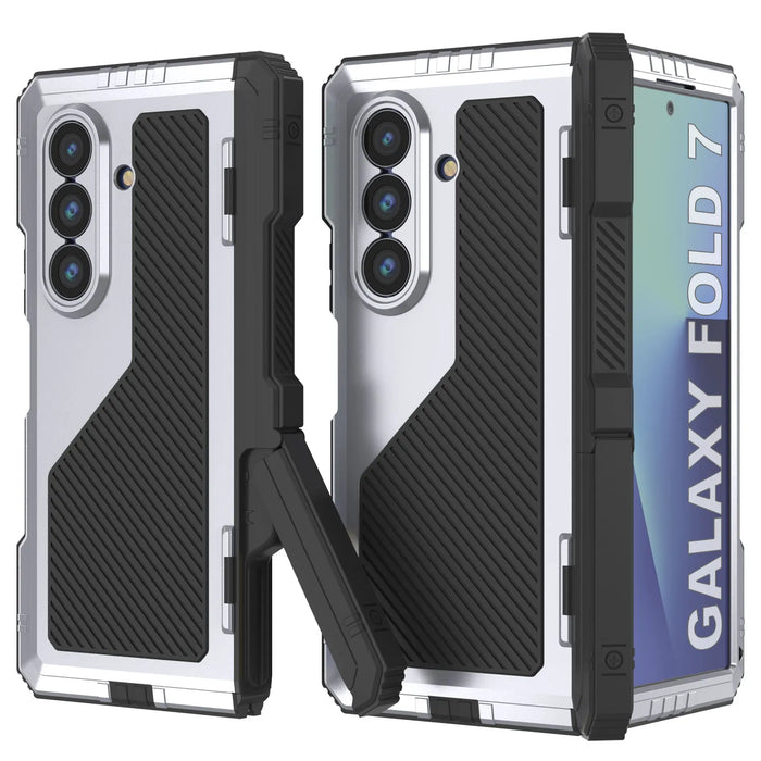 Galaxy Z Fold7 Metall Case, Heavy Duty Military Grade -Rüstungsabdeckung Ganzkörper hart [Weiß]