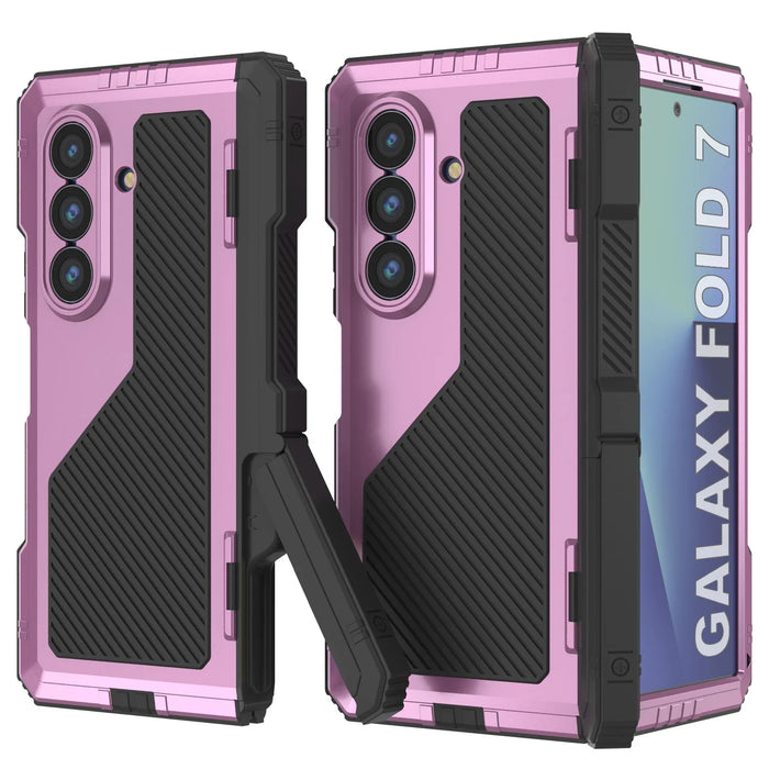 Galaxy Z Fold7 Metall Case, Heavy Duty Military Grade Rüstungsbedeckung Ganzkörper hart [Pink]
