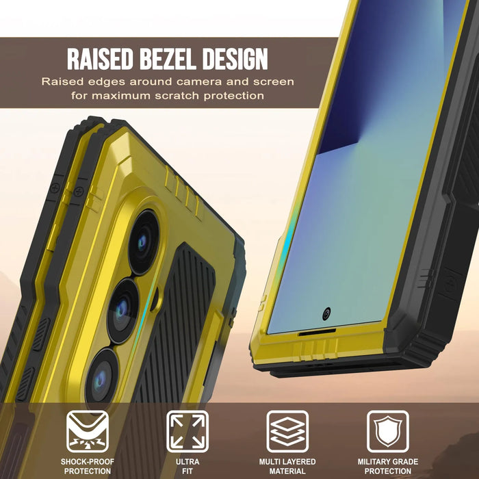 Galaxy Z Fold7 Metall Case, Heavy Duty Military Grade Rüstungsbedeckung Ganzkörper hart [Neon]