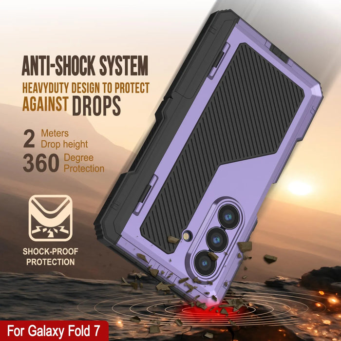 Galaxy Z Fold7 Metall Case, Heavy Duty Military Grade -Rüstungsbedeckung Ganzkörper hart [lila]
