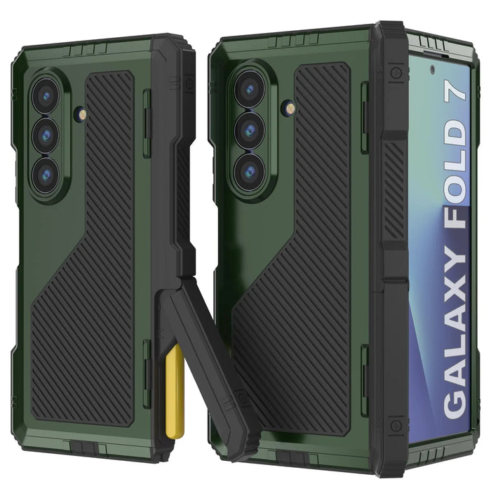 Galaxy Z Fold7 Metall Case, Heavy Duty Military Grade -Rüstungsbedeckung Ganzkörper hart [Dunkelgrün]