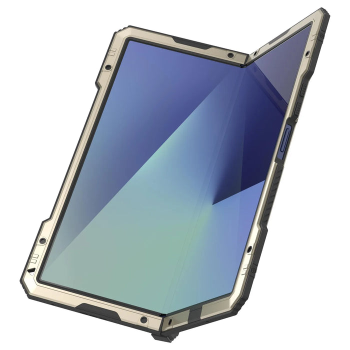 Galaxy Z Fold7 Metall Case, Heavy Duty Military Grade Rüstungsbedeckung Ganzkörper hart [Gold]