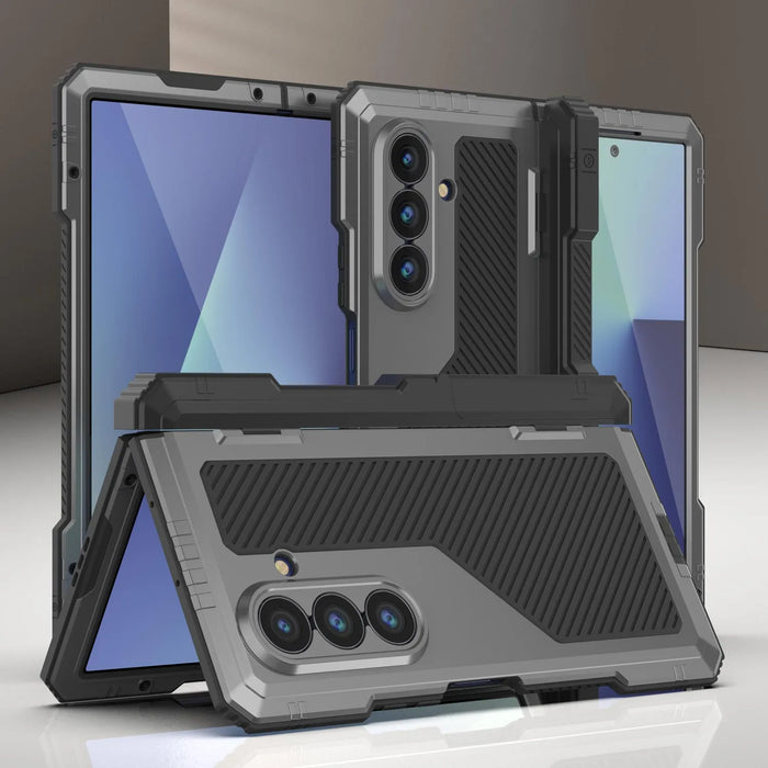 Galaxy Z Fold7 Metall Case, Heavy Duty Military Grade Rüstungsbedeckung Ganzkörper hart [Silber]