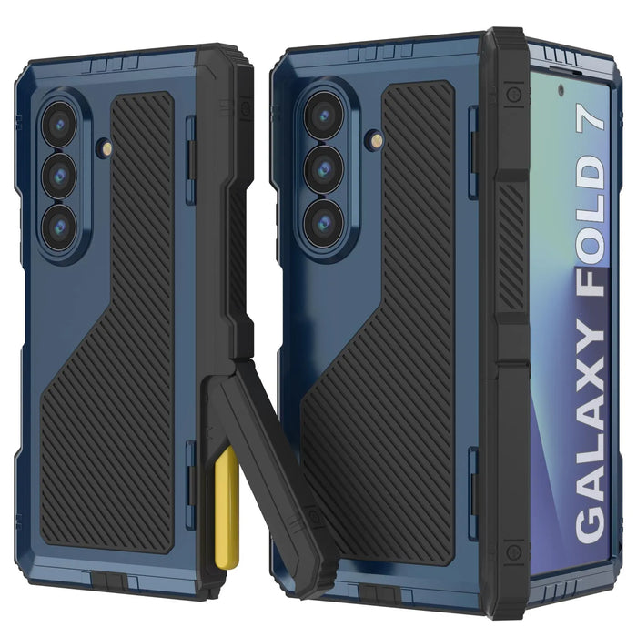 Galaxy Z Fold7 Metall Case, Heavy Duty Military Grade -Rüstungsbedeckung Ganzkörper hart [Blau]