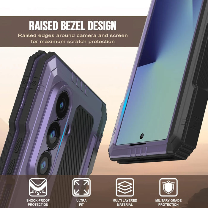 Galaxy Z Fold7 Metall Case, Heavy Duty Military Grade -Rüstungsbedeckung Ganzkörper hart [lila]