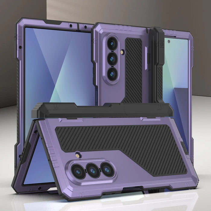 Galaxy Z Fold7 Metall Case, Heavy Duty Military Grade -Rüstungsbedeckung Ganzkörper hart [lila]