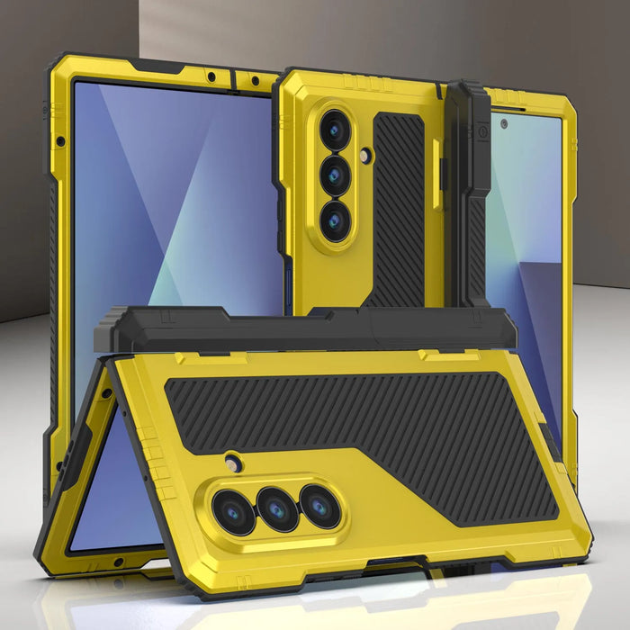 Galaxy Z Fold7 Metall Case, Heavy Duty Military Grade Rüstungsbedeckung Ganzkörper hart [Neon]