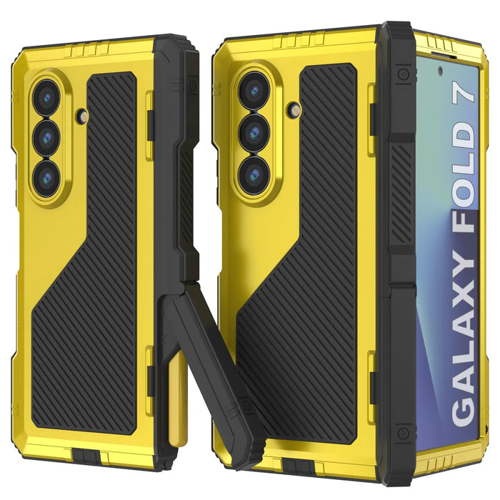 Galaxy Z Fold7 Metall Case, Heavy Duty Military Grade Rüstungsbedeckung Ganzkörper hart [Neon]