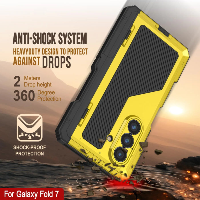 Galaxy Z Fold7 Metall Case, Heavy Duty Military Grade Rüstungsbedeckung Ganzkörper hart [Neon]