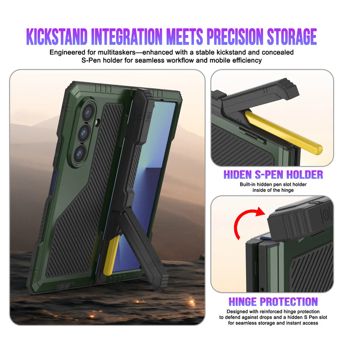 Galaxy Z Fold7 Metall Case, Heavy Duty Military Grade -Rüstungsbedeckung Ganzkörper hart [Dunkelgrün]