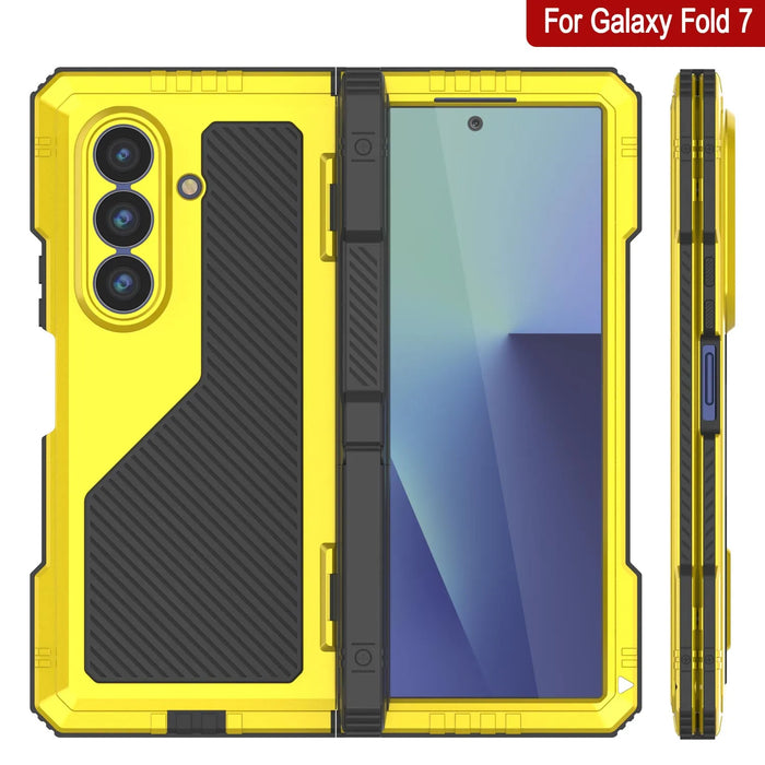 Galaxy Z Fold7 Metall Case, Heavy Duty Military Grade Rüstungsbedeckung Ganzkörper hart [Neon]