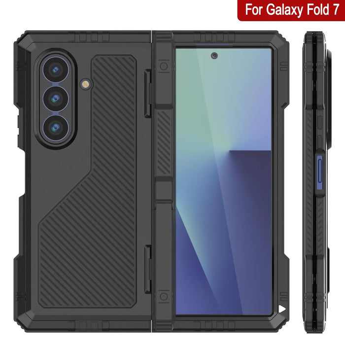 Galaxy Z Fold7 Metall Case, Heavy Duty Military Grade -Rüstungsbedeckung Ganzkörper hart [Schwarz]