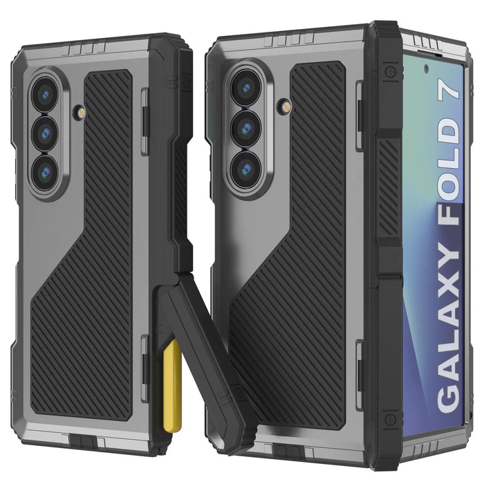 Galaxy Z Fold7 Metall Case, Heavy Duty Military Grade Rüstungsbedeckung Ganzkörper hart [Silber]