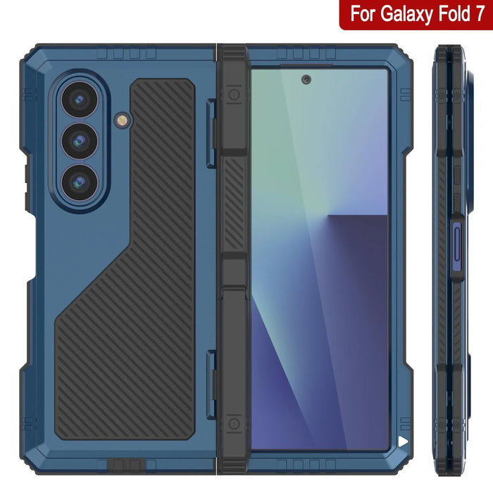 Galaxy Z Fold7 Metall Case, Heavy Duty Military Grade -Rüstungsbedeckung Ganzkörper hart [Blau]